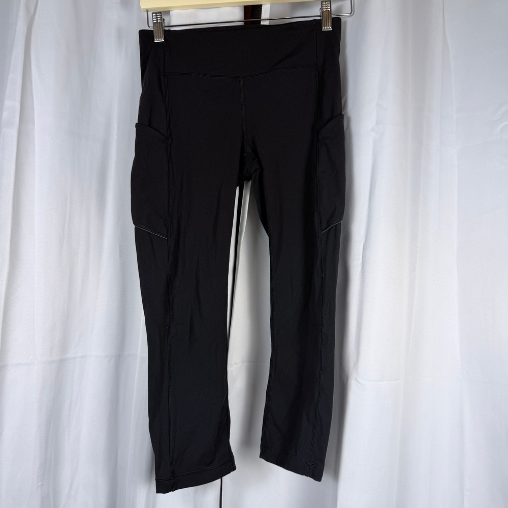 Lululemon Speed Up Crop Leggings Black Size 6 Running Yoga Pockets W6AL7S